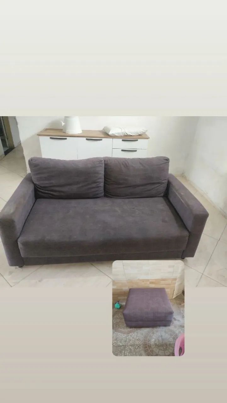 Sofá 3 lugares + puff