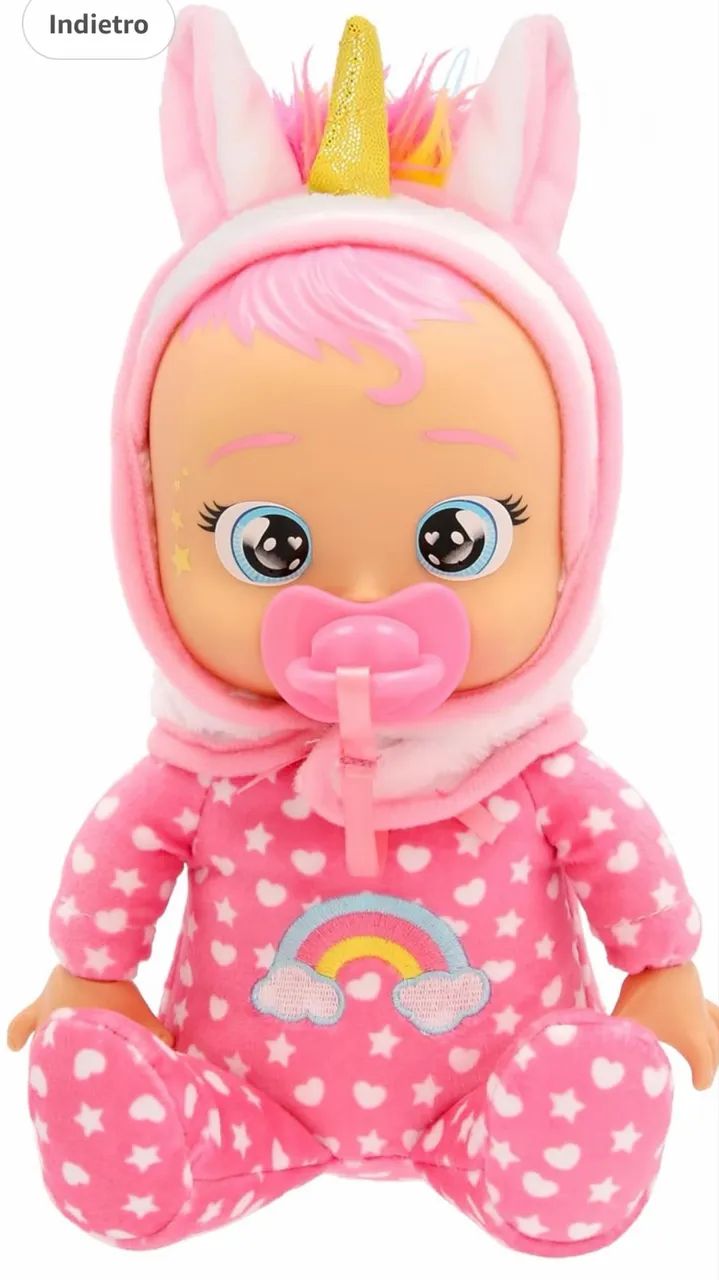 Boneca cry babies tiny cuddles unicórnio com chupeta  - Foto 2