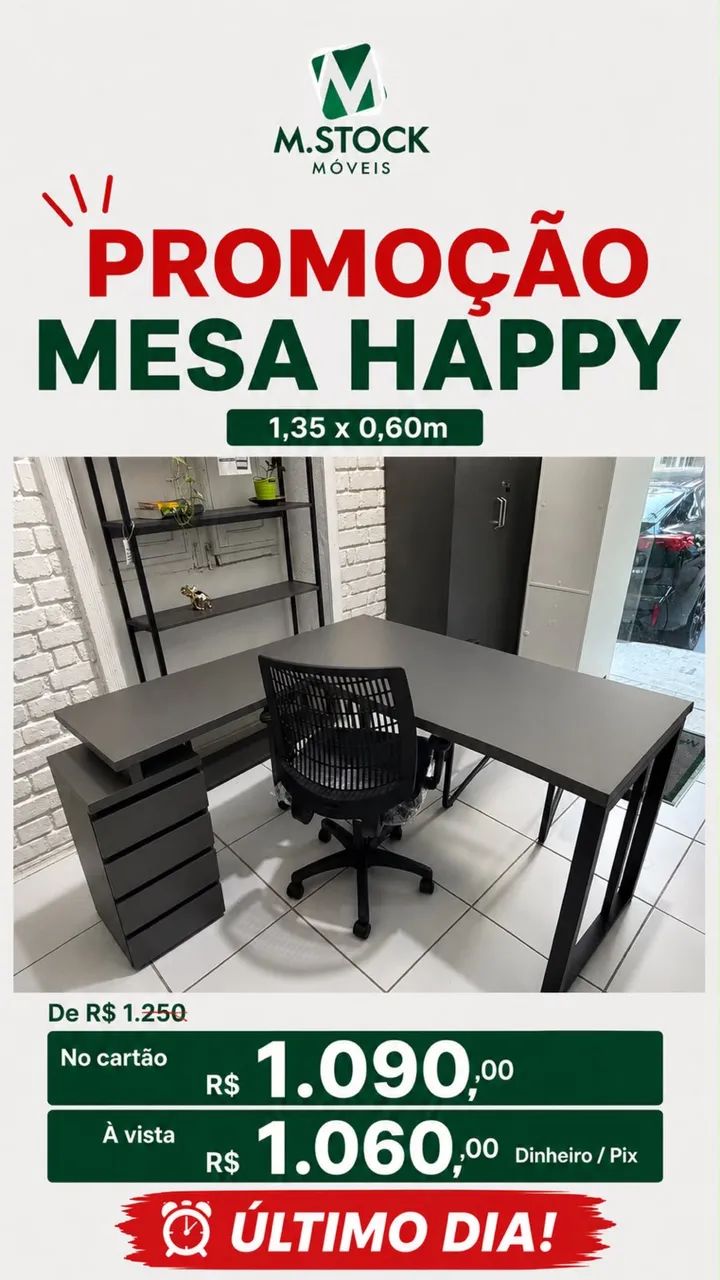Mesa com gaveteiro em L para escritório 