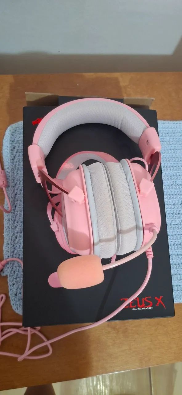 headset zeus x redragon rosa