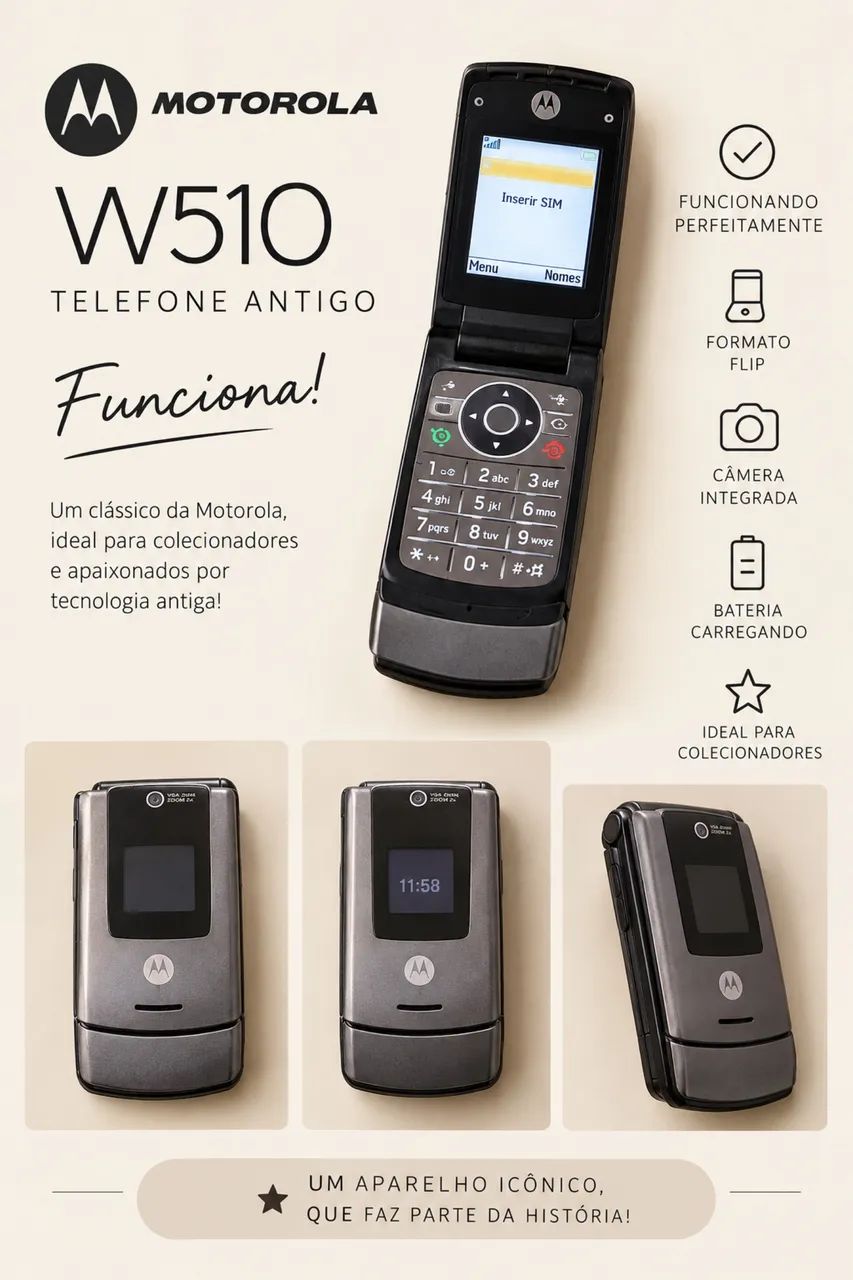Telefone Antigo Motorola W510 