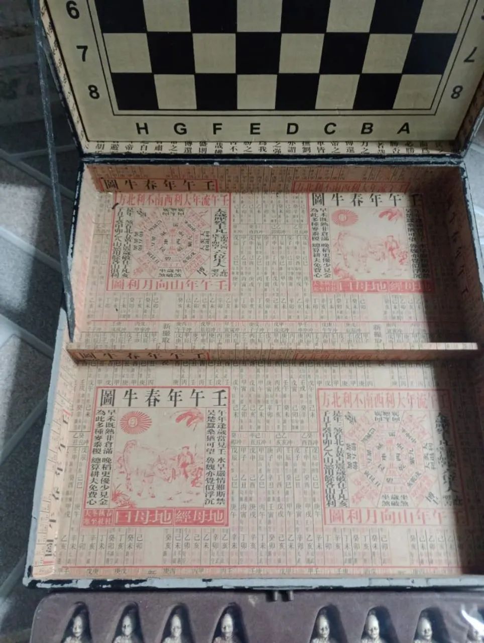 Caixa de jogo de xadrez chinês antigo  - Foto 4