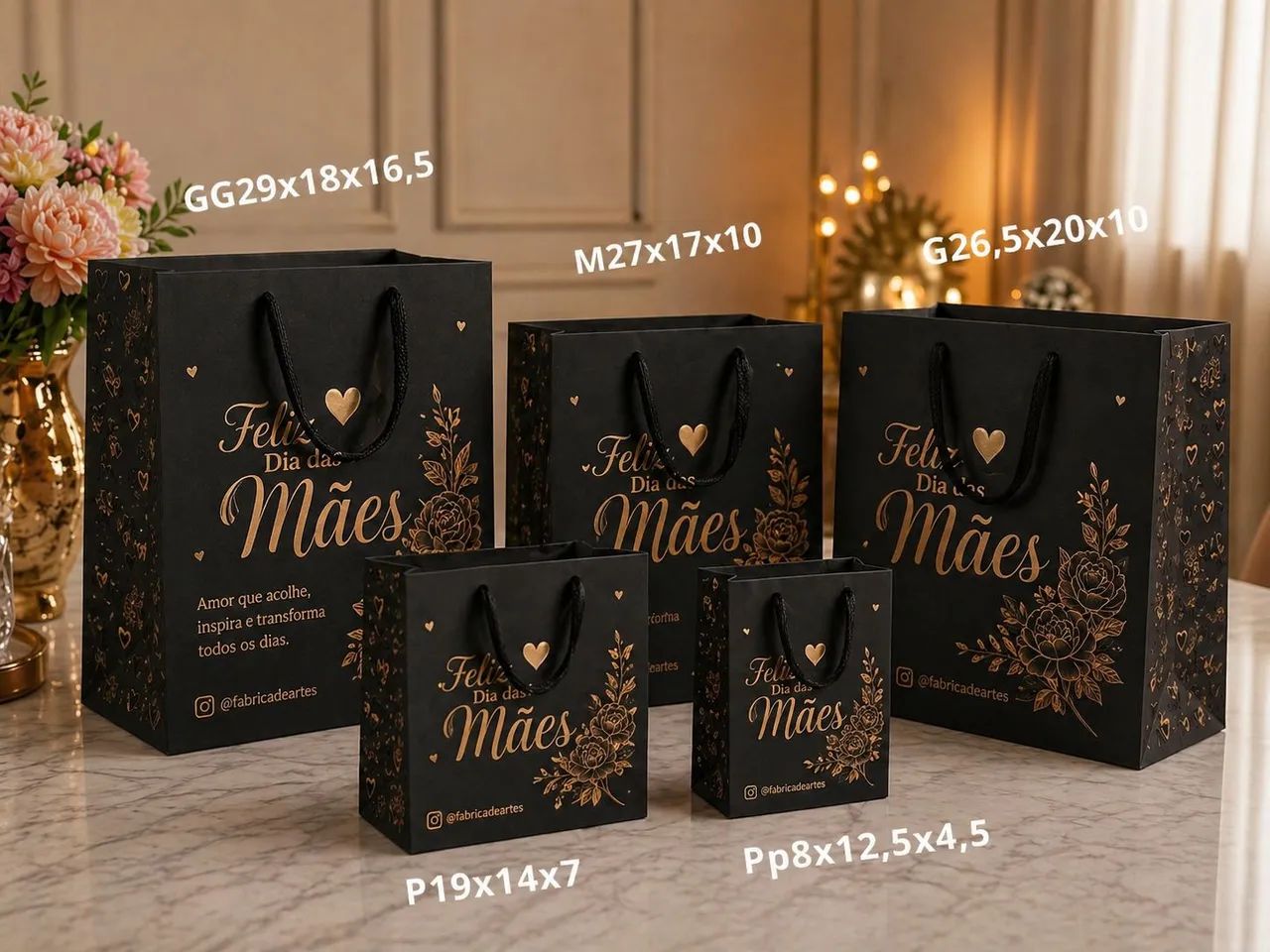 Sacolas personalizadas dia das mães 