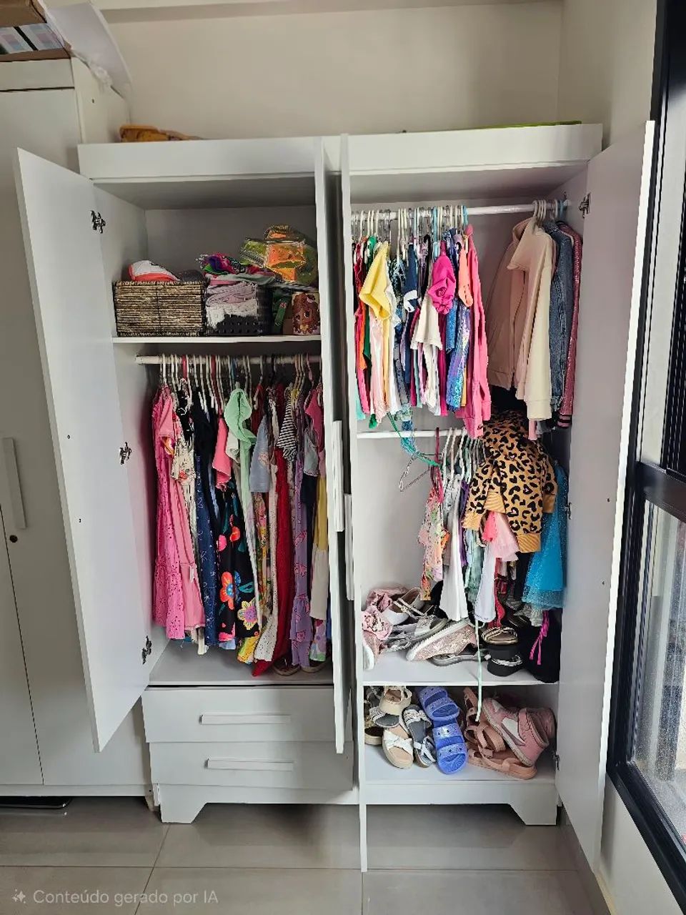 Guarda-Roupa Solteiro 4 Portas e 2 Gavetas - Branco - Foto 2