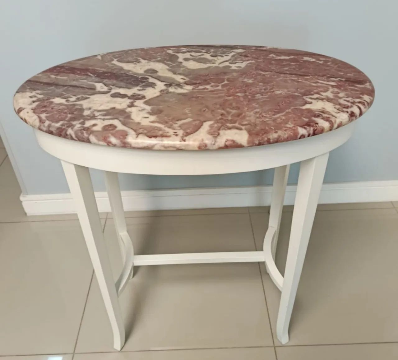 Mesa lateral branca e tampo Rosa Valência  - Foto 3