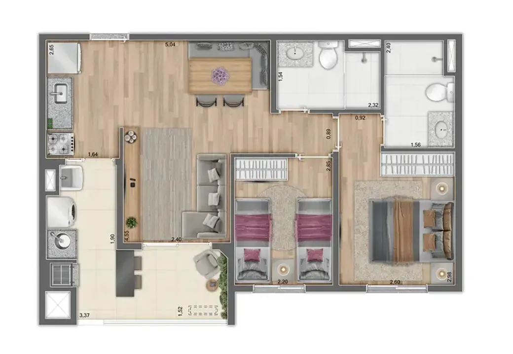 PLANTA 57m²