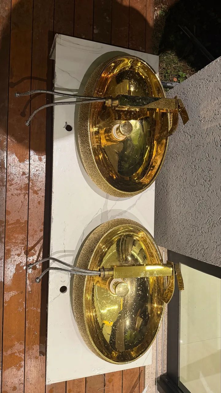 Conjunto Luxo Banheiro Duplo Dourado | 2 Cubas + 2 Torneiras + Bancada - Foto 2