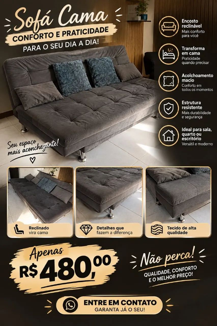 Sofá cama retrátil 