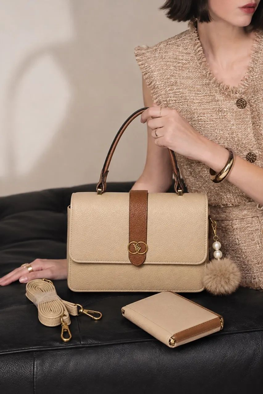 Bolsa feminina marrom bonita sofisticada  - Foto 2