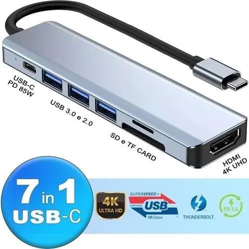 Hub usb com Hdmi tipo c 7/1 4k Compativel, Mac iphone ipad android notbook - Foto 5