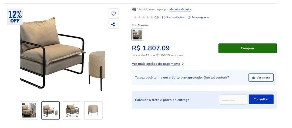 POLTRONA DIVA + PUFF ? MODELO DE R$ 1.800 NAS CASAS BAHIA! - Foto 2
