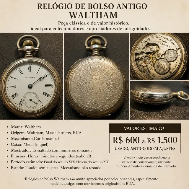 relógio de bolso antigo - waltham - ACEITO BOA OFERTA - Foto 3