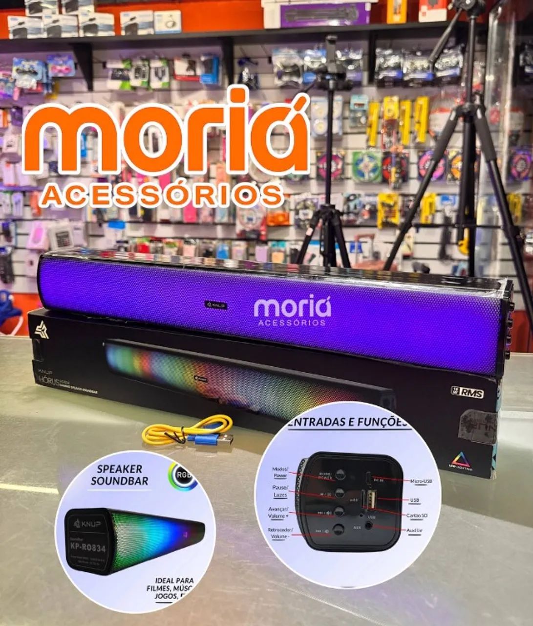 Caixa Som Soundbar Gamer Bluetooth Computador Pc Led Rgb 16w - KNUP - Foto 5