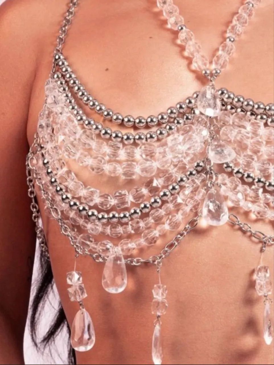 Top cropped miçangas pedraria 