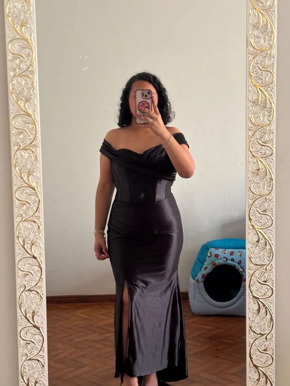 Vestido longo, preto de cetim - Foto 2