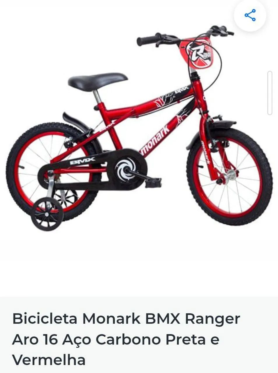 Bicicleta Monark Aro16 Preta 