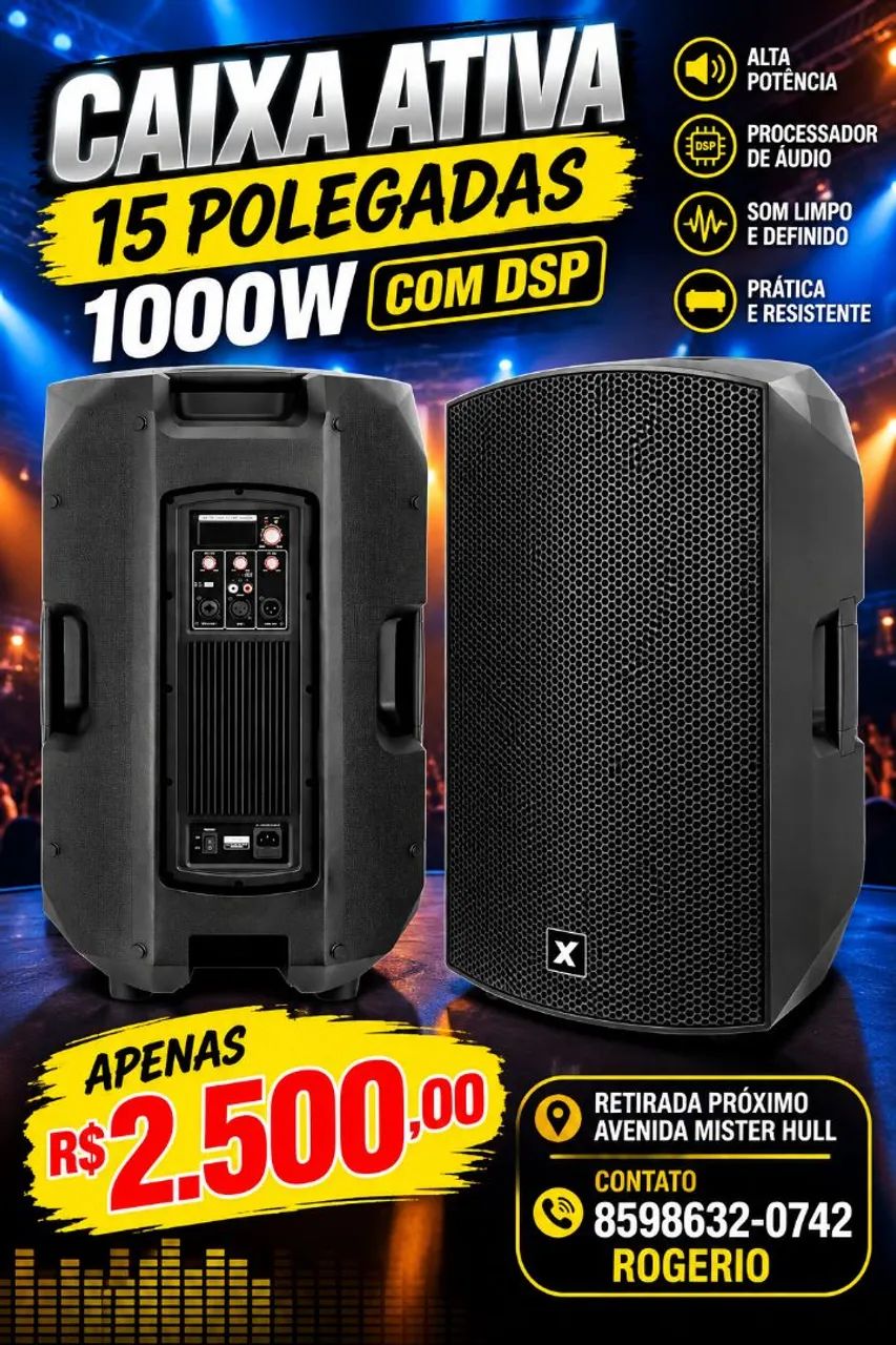 CAIXA ATIVA COM DSP 1000W 15 POLEGADAS 