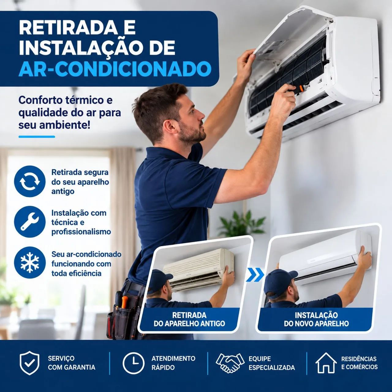 Ar-condicionado instalação e retirada 