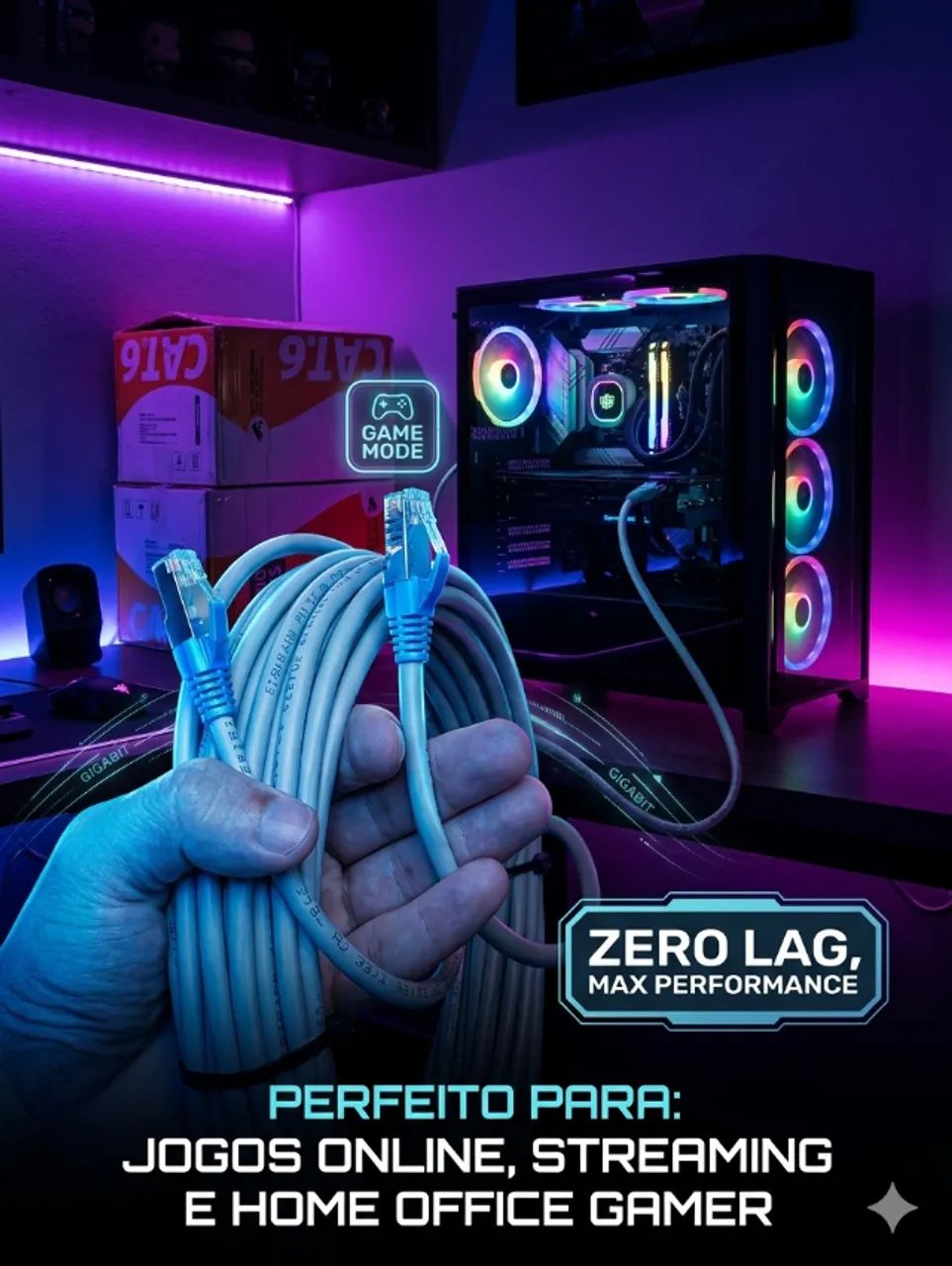 Cabo de internet CAT6 e CAT5e 100% - público profissional que exige o máximo da internet