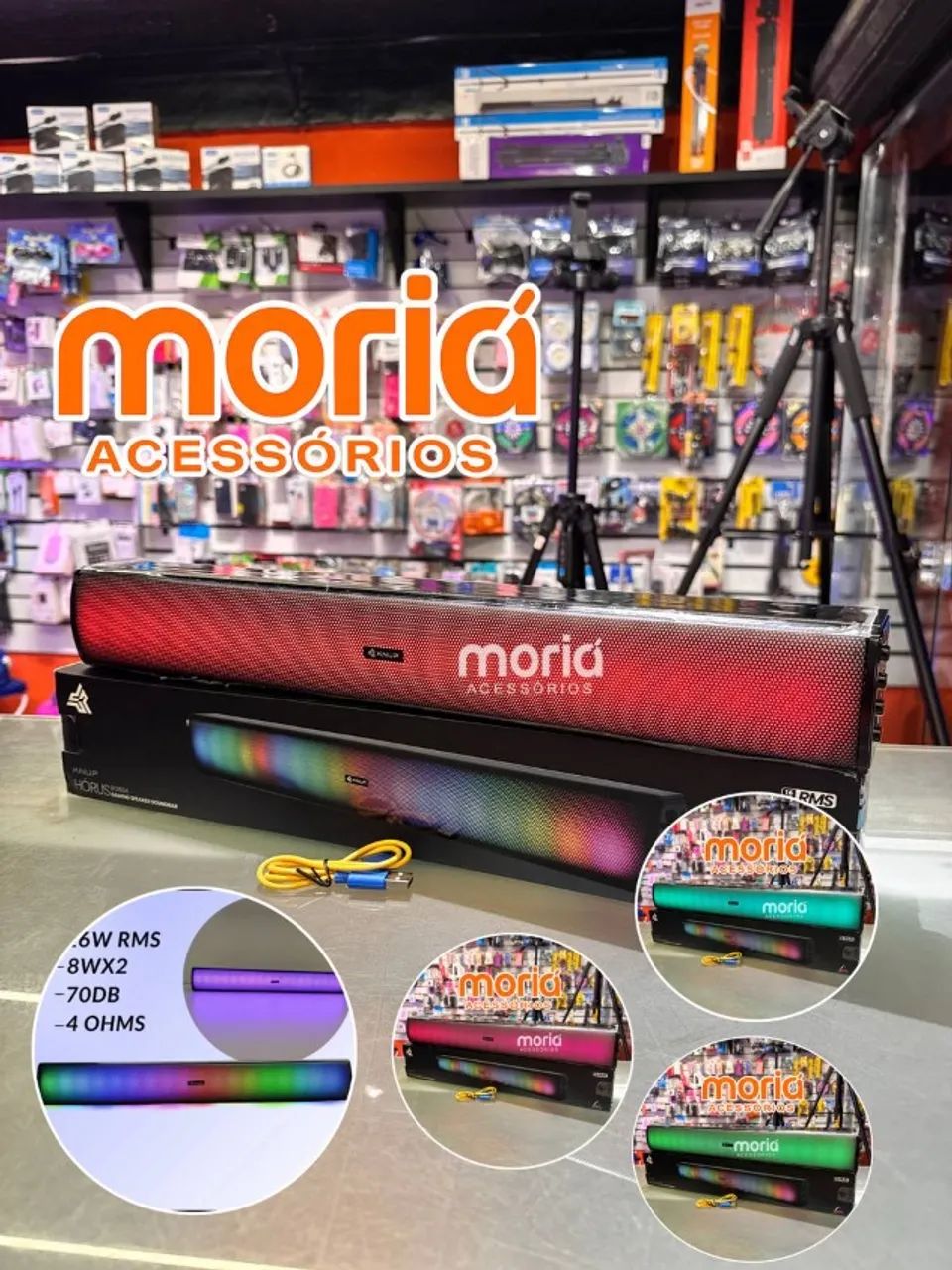 Caixa Som Soundbar Gamer Bluetooth Computador Pc Led Rgb 16w - KNUP - Foto 4