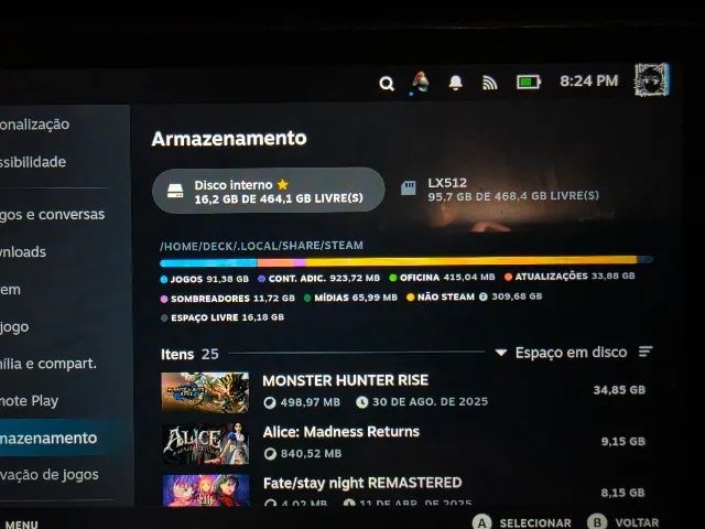 Steam Deck 512Gb + Cartão MicroSD 512Gb + Dock todos em perfeito estado - Foto 4