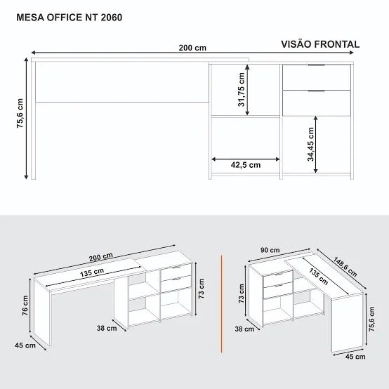 Escrivaninha Notável NT2060 com 02 Gavetas - Entrega Imediata; - Foto 5