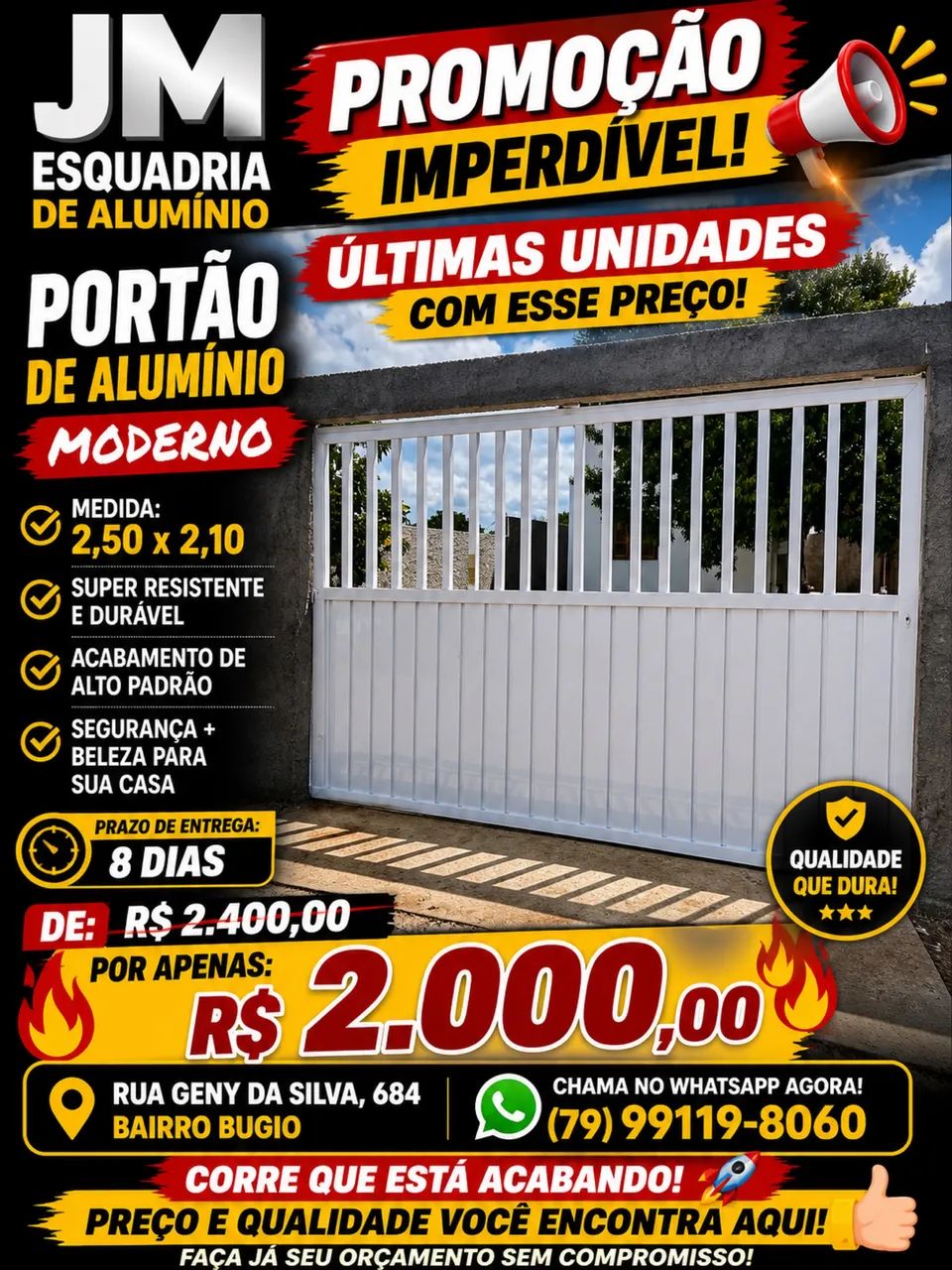 Portão de alumínio Apartir de 2000,00