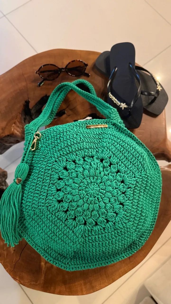 Bolsa crochê de praia hexagonal  - Foto 2