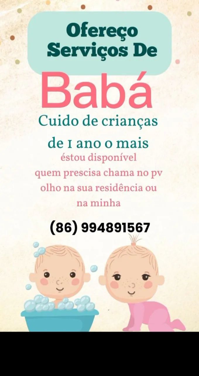 Sou babá disponível 