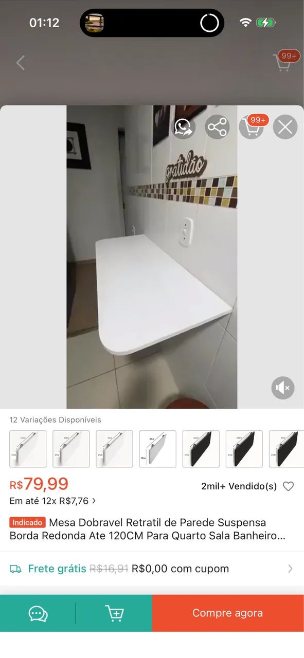Mesa dobrável lacrado 