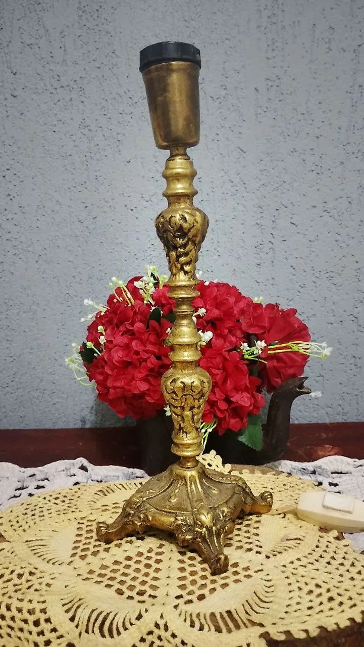 Imponente Base Abajur Antiga em Bronze Luis XV - Foto 2