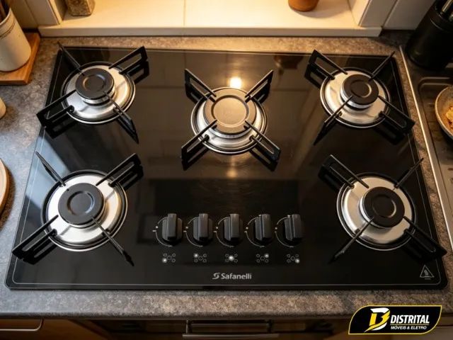 Fogão Cooktop 5 Bocas Preto Novo