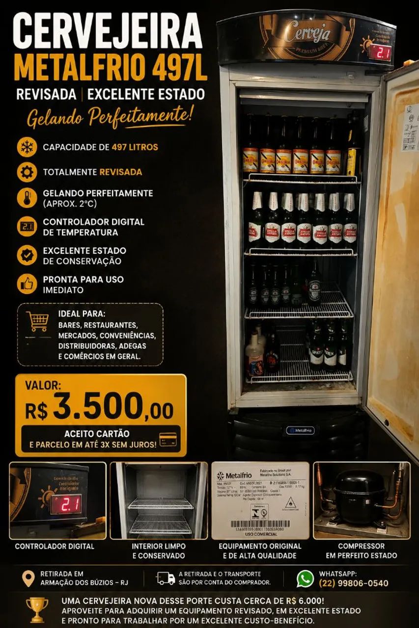 Cervejeira Metalfrio 497L Revisada | Excelente Estado | Gelando Perfeitamente