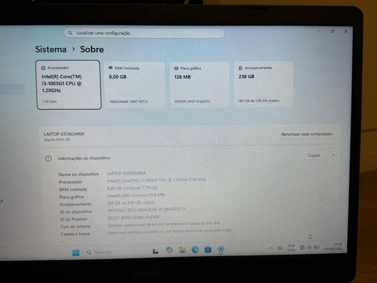 Notebook Acer aspire 3 - R$989,00.  - Foto 3