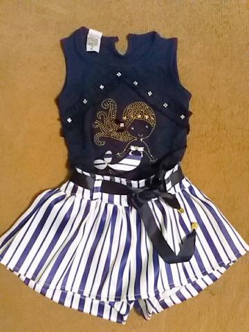 Conjunto shorts saia e blusinha infantil n2