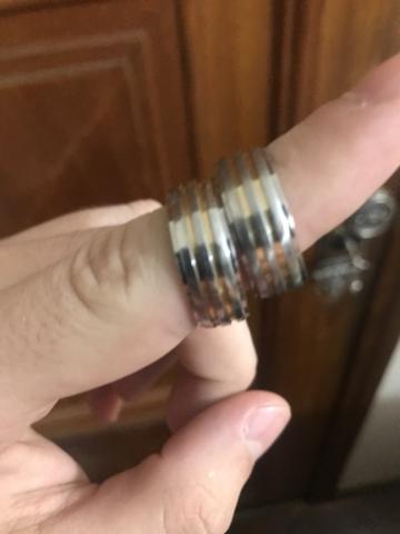 Aliança de prata com fios de ouro
