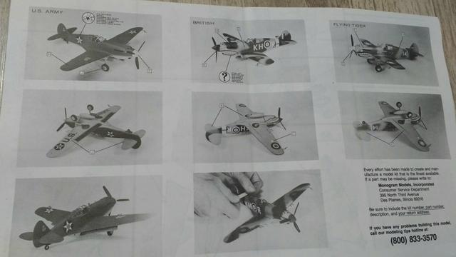 Avião de plástico para montar do Curtiss P-40B "Kittyhawk", escala 1/48, da Monogram - Foto 5