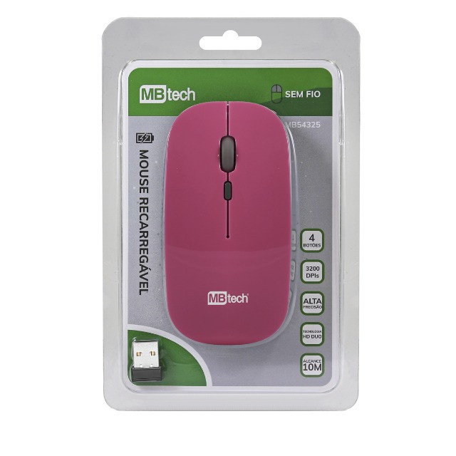 Mouse Optico Sem Fio Recarregavel 3200dpis MbTech - Foto 3