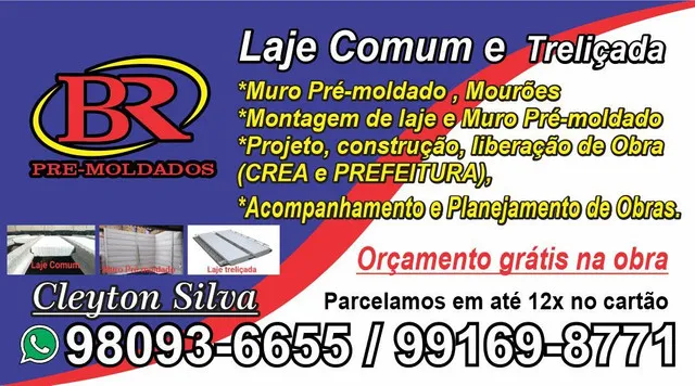 Laje, Lage Pré-moldada, Muro pré moldado, Mourão para cerca