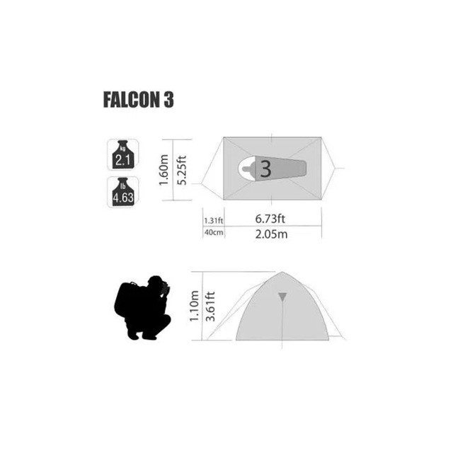 Barraca ntk Falcon 3 Lugares impermeável coluna 1000mm camping acampamento  - Foto 6
