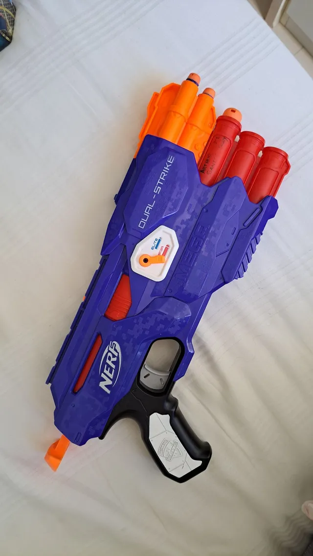 Lançador Nerf 12 Dardos Pistola Com Cartucho Disparos Rápido