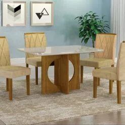 Mesa Lorena + base em MDF com 4 cadeiras!! Tt987m - Foto 2