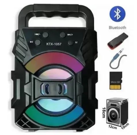 *4/E Caixa De Som Bluetooth Amplificada Portátil Com Rádio Fm Usb Mp3 Mp4 Sd KTS-1057 z320
