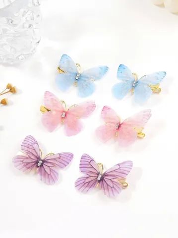 Prendedor de Cabelo Borboleta - Kit com 6pcs - Enfeite Arranjo de Cabelo Daminha - Foto 3