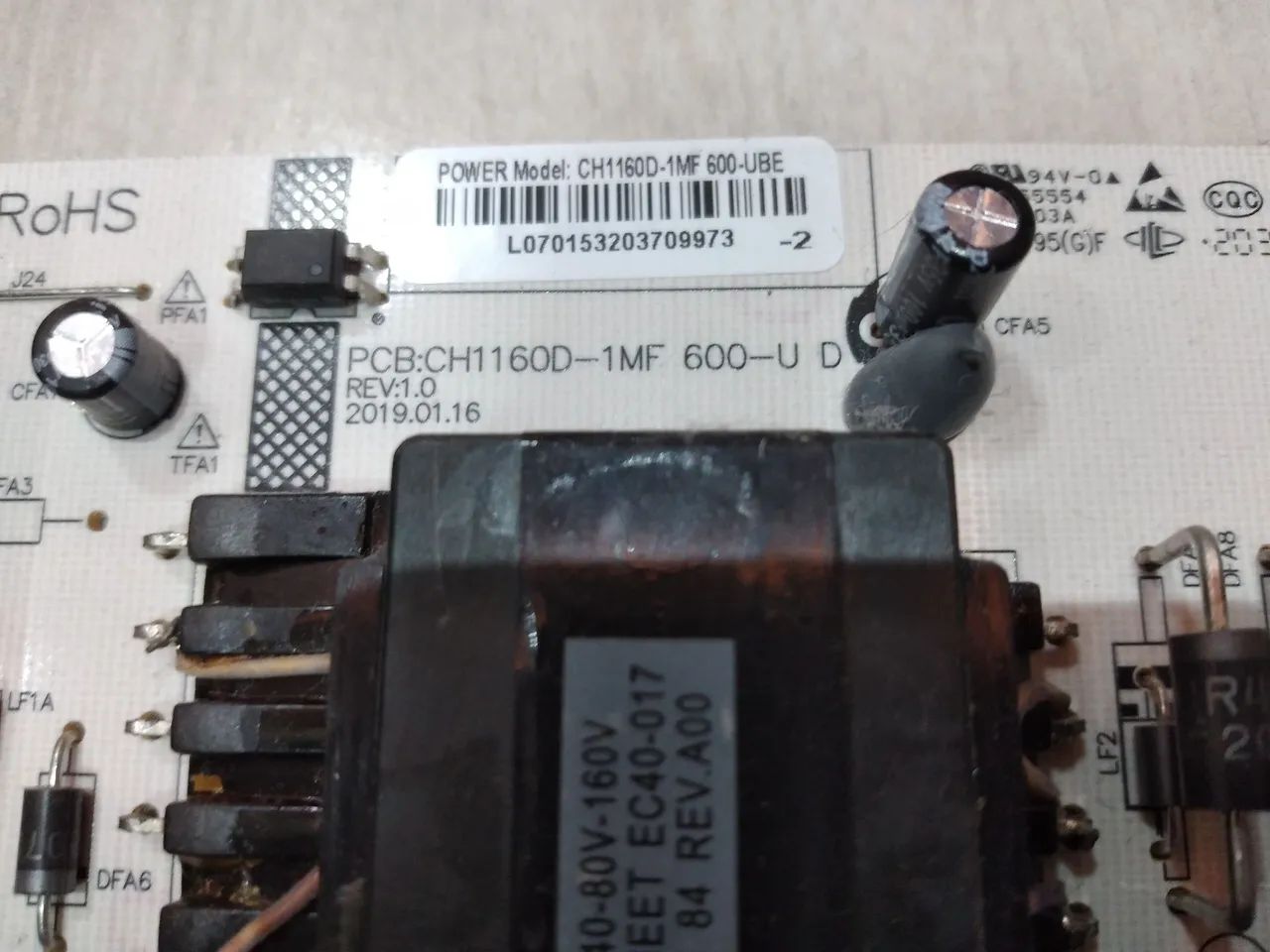 torrando: Fonte para TV 50 polegadas, PHILCO, modelo PTV50RCG70BL 4K LED, por 100 reais - Foto 2