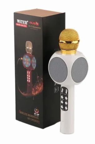 Microfone Sem Fio Com Auto Falante Branco Ws-1816 28x9cm