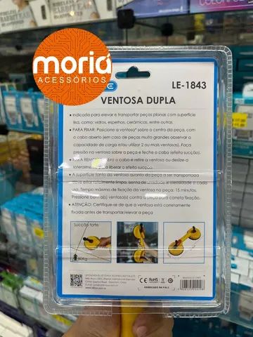 Ventosa Dupla 180kg 1un Vidros Pisos Porcelanatos Pesado - Foto 3