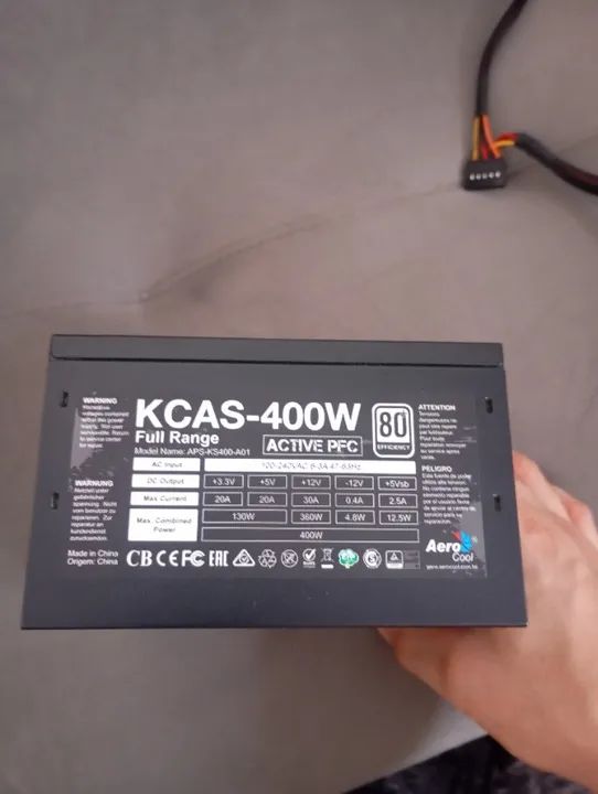 Fonte de Computador PC 400w Kcas AeroCool 80+ Semi-Nova - Foto 3