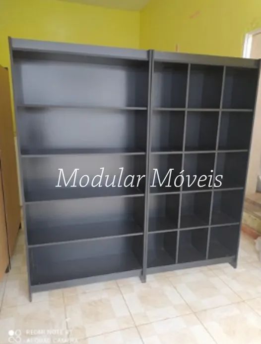 Balcão Caixa, Balcão Vitrine, Colmeia e Prateleira - MDF Preto - Foto 2