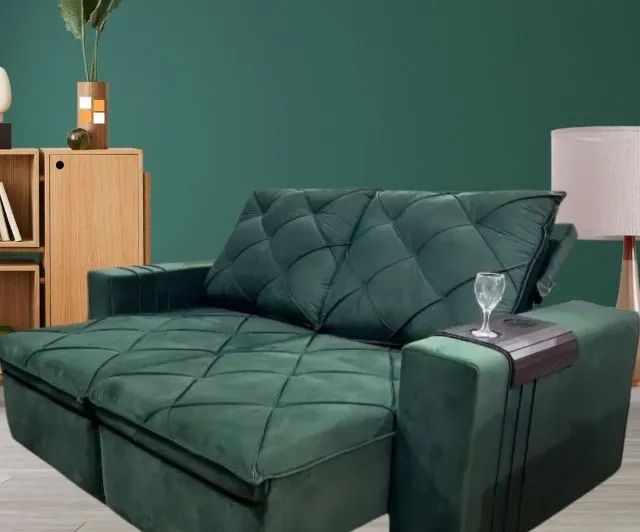 Sofá 2,00m Retrátil e Reclinável Molas Ensacadas Super Lindo Fazemos Entrega